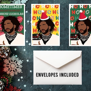 Cartões de Natal exclusivos para fãs de Kendrick Lamar GNX, Pacote de cartões de Natal com envelopes, Conjunto de cartões de presentes de Natal, Cartões de Natal pretos