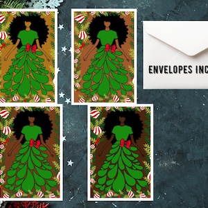 Tarjetas navideñas hechas a mano con diseños de arte afroamericano, tarjetas navideñas negras únicas con sobres para familiares y amigos, regalos de Navidad