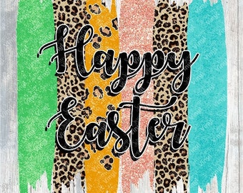 0162 - Happy Easter Brush Strokes | Heat Transfer Ready to Press Sublimation DTF Cotton Shirt Film Transfer