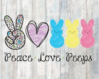 0220 - Peace, Love & the Peeps | Heat Transfer Ready to Press Sublimation DTF Cotton Shirt Film Transfer