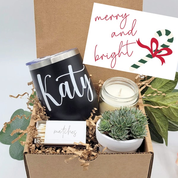 Wine Tumbler Christmas Box, Succulent Gift Box Christmas, Christmas Gift Box, Christmas Gift Ideas, Holiday Gift Box, Holiday Gift Ideas