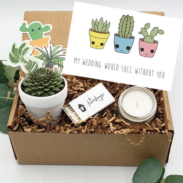 Small Bridesmaid Proposal Box | My Wedding Would Succ Without You Succulent Gift Box | Gift For Her | Bridesmaid Gift Set | FREE SHIPPING