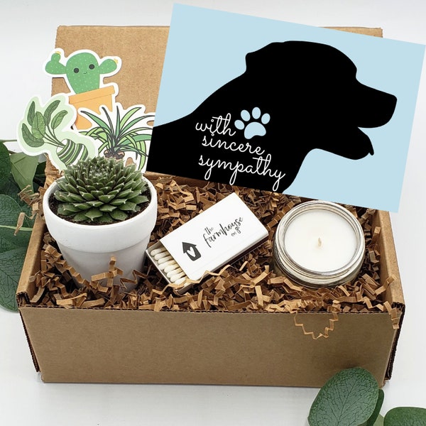 Pet Sympathy Basket, Dog Sympathy Gift, Pet Loss Gift Box, Pet Memorial Gift Box, Dog Loss Gift, Dog Condolence Gift, Succulent Pet Gift