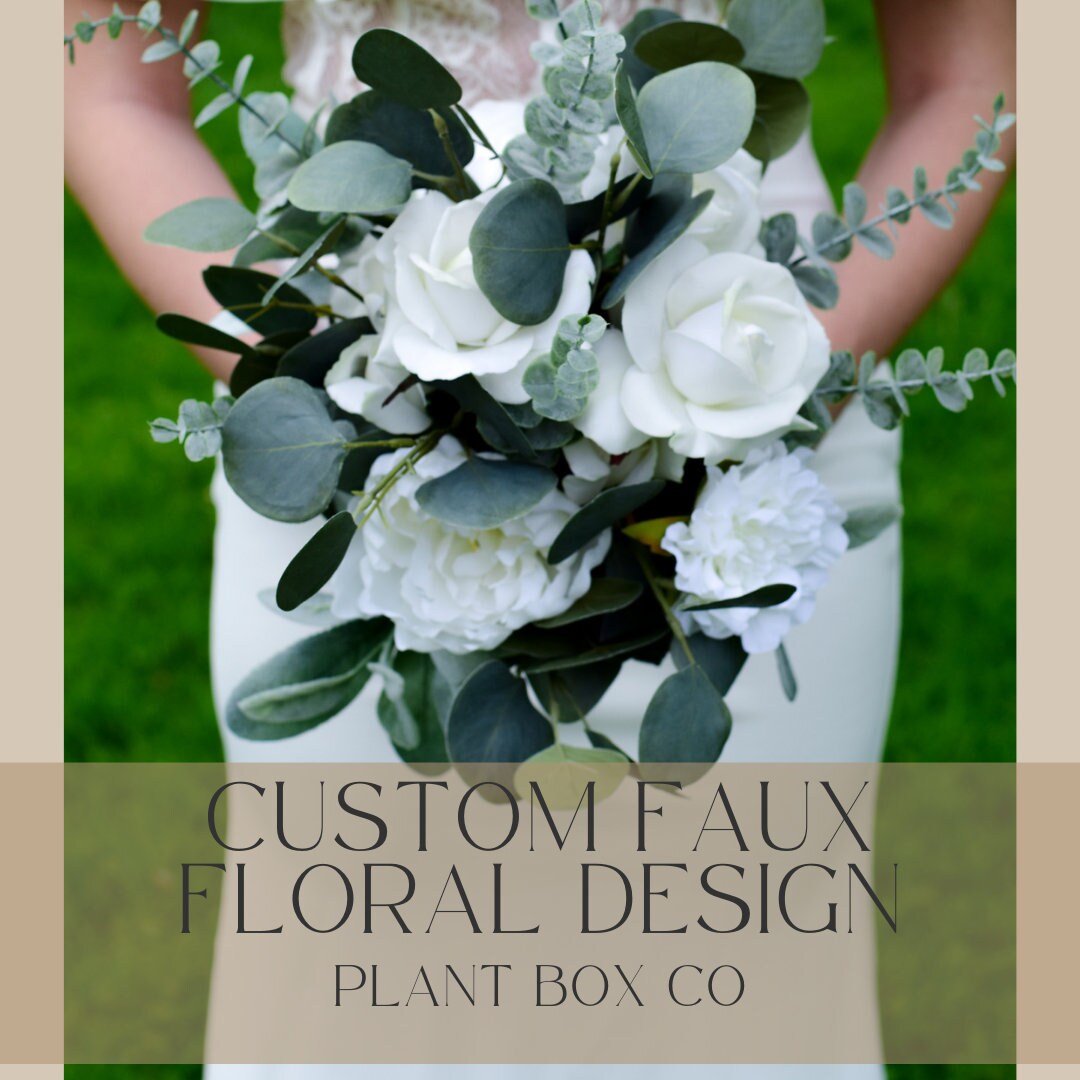 Faux White Rose Bridal Bouquet Classic Wedding White Bouquet Etsy