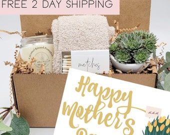 Mothers Day Gift Box For Women, Personalized Gift For Mom, Quarantine Gifts Box, Live Succulent Gift Box, Care Package Friend, Gift For Her