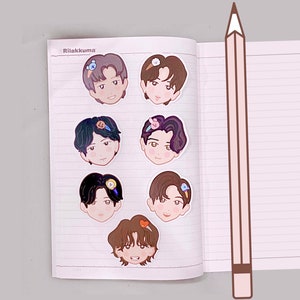 BTS Hair Clip Stickers OT7, Kim Namjoon RM, Kim Seokjin, Rj, Koya, Jimin, Chimmy, Taehyung, Tata, Jhope, Mang, Suga, Yoongi, Shooky