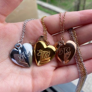 BTS Heart Locket & Key NECKLACE (Gold, Silver and Rose Gold Options)