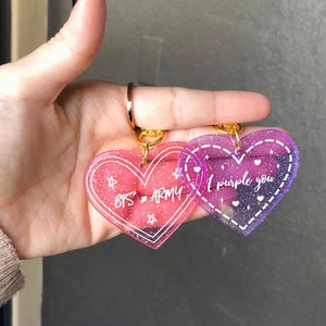 BTS Acryl Herz Schlüsselanhänger 2 Optionen BTSxARMY I PURPLE YOU