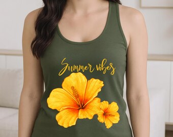Good Vibes Only Summer Tank – Lightweight Vacation Shirt, Coastal Graphic Tee, Summer Vibes Aesthetic Shirt,Retro Graphic Tee for Beach Days