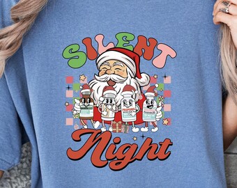 Comfort Colors Silent Night Nurse Shirt, ICU Nurse Xmas Shirt, Christmas Medical Shirt, Nurse Christmas Gift, Nurse Outfit, Xmas Nurse Tee