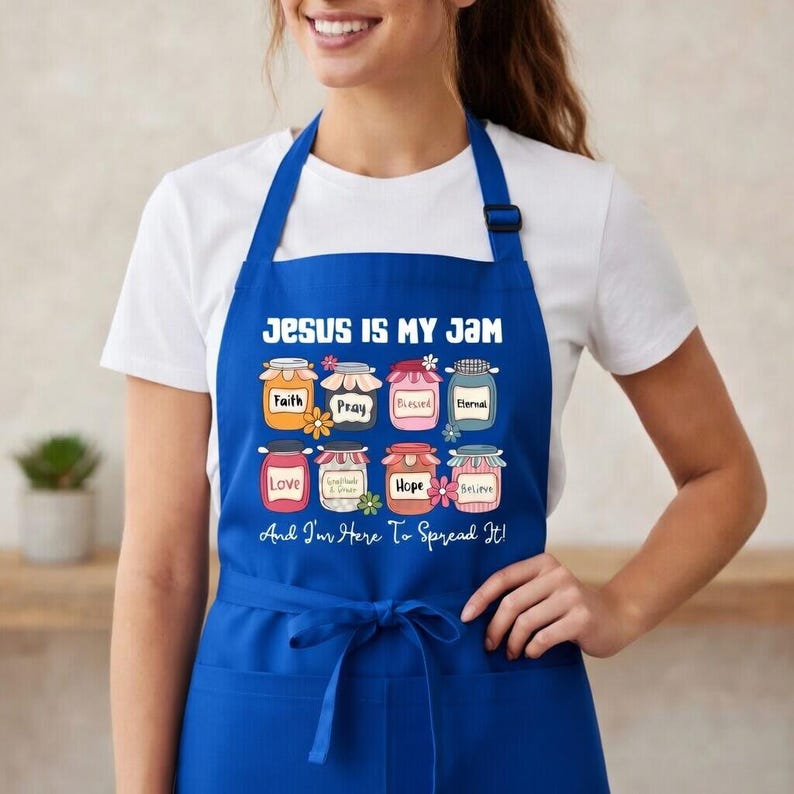 Religious Aprons Jesus is My Jam Apron, Christian Cooking Apron, Faith Baking Aprons ...