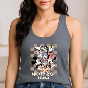 Disney Tank Top Disney Mickey & Co Est. 1928 Jersey Tank Top Disneyland Disneyworld Mickey And Friends Matching Disney Family Trip Tank Tops