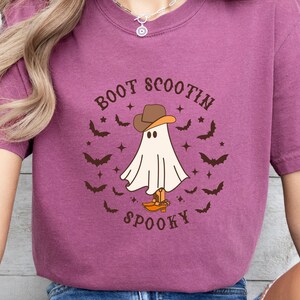 Boot Scootin’ Spooky T-Shirt, Cowboy Ghost Halloween Shirt, Western Howdy Halloween Tee, Spooky Ghost Costume Shirt, Fun Halloween Ghost Tee