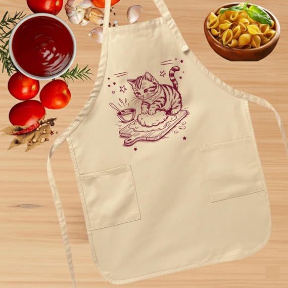 Funny Cat Baking Apron, Kitty Biscuits Kitchen Apron, Cute Cat Cooking Apron, Cat Lover Gift, Baking & Chef Apron, Cat Baking Apron