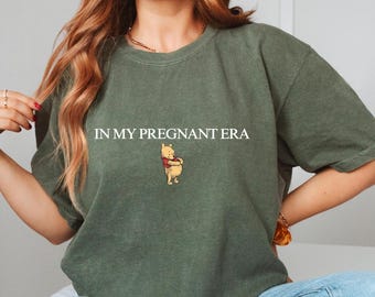 In My Pregnant Era Shirt, Pregnancy Pooh Bear Disney Shirt, Baby Announcement Shirt, Pregnancy Reveal Shirt, Disney Mom Shirt, Maternity Tee
