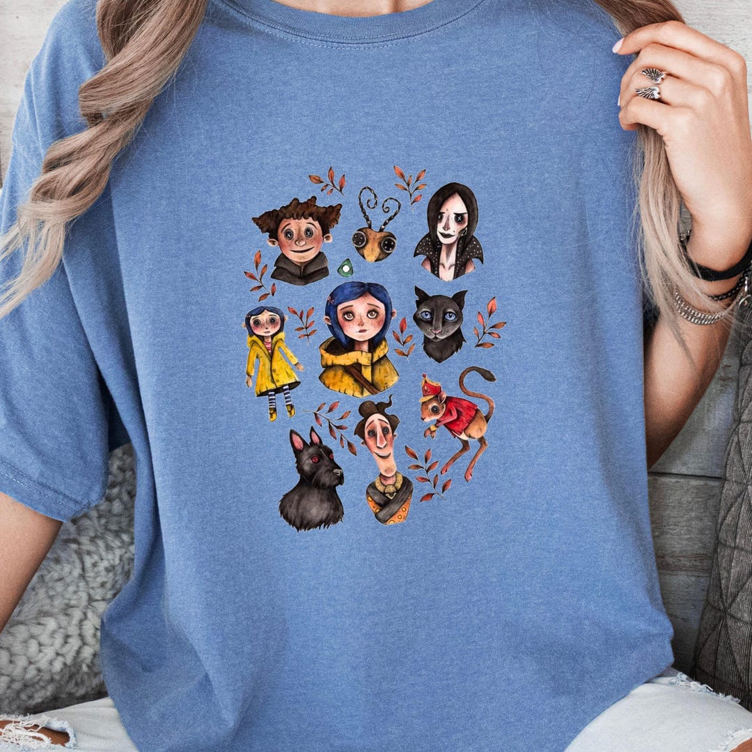 Comfort Colors Coraline Characters Shirt, Cartoon Movie Shirt, Coraline ...