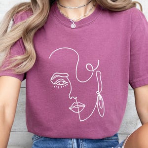Comfort Colors Women Face Tshirt, Face Design Line Art Drawing Shirt, Line Art Aesthetics Girl Face Shirt, Boho Tshirt, Positive Vibe Shirt