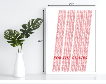 Rot/Weißes Typografie Wandposter| Für die Girlies