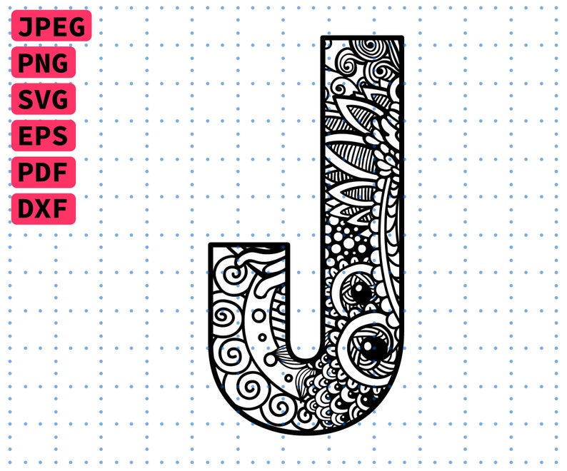 Download Zentangle Letter J Monogram Font Alphabet Zenart Svg Mandala Silhouette Floral Printable Coloring Page Cutting Cut Cricut Eps Dxf Png Pdf Art Collectibles Digital Prints Timeglobaltech Com