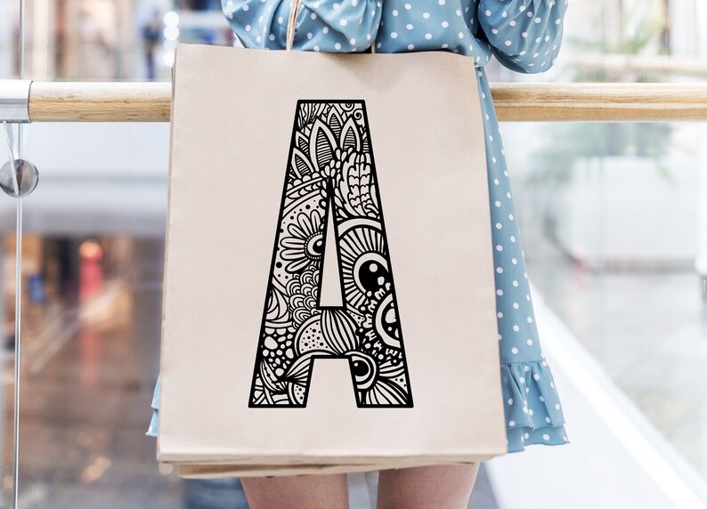 Download Zentangle letter A monogram font alphabet zenart SVG Mandala | Etsy