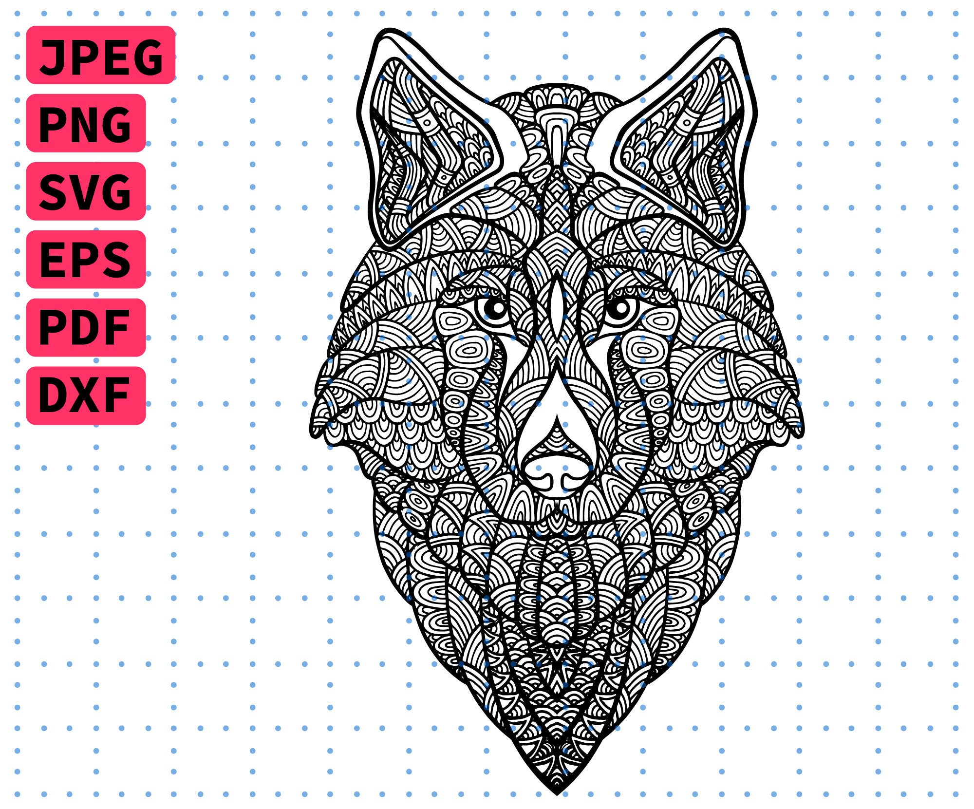 Zentangle svg wolf svg zentangle wolf svg wolf wolf svg | Etsy