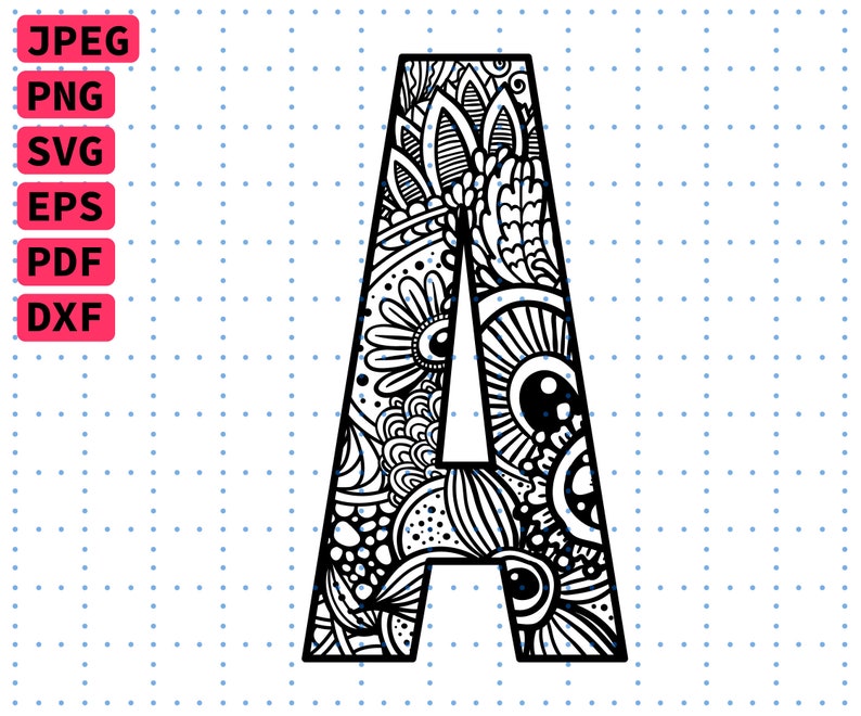 Download Zentangle letter A monogram font alphabet zenart SVG ...