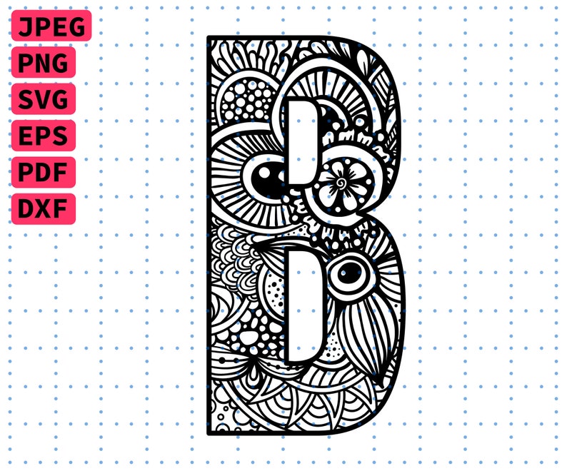 Download Zentangle letter B monogram font alphabet zenart SVG ...