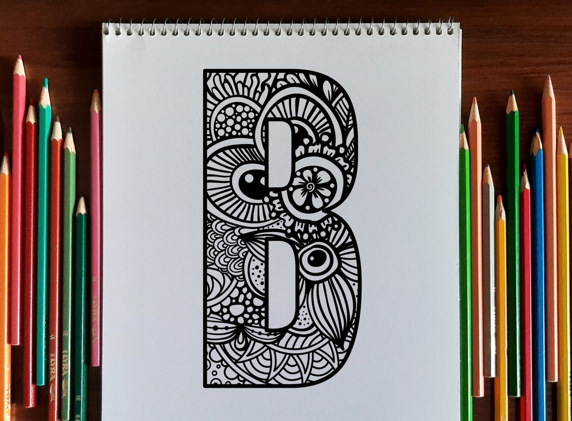 Zentangle Letter B Monogram Font Alphabet Zenart SVG Mandala | Etsy