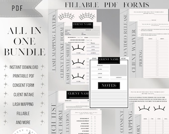 Fillable Eyelash Extension Forms Bundle: Client Intake, Consent (PDF)