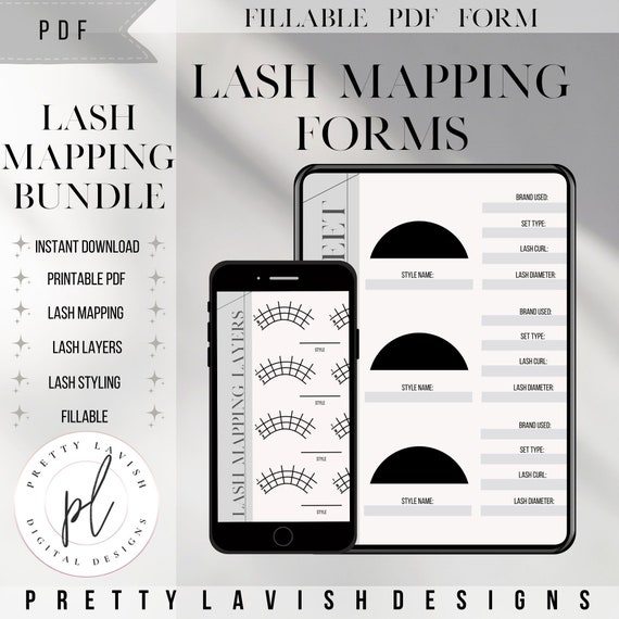 Printable Eyelash Extension Mapping Form Bundle Eyelash - Etsy