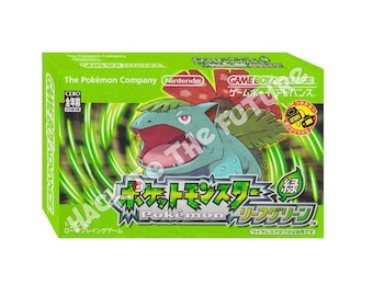 GBA japonês Game Boy Advance - Pokémon Pocket Monsters Leaf Green ポケットモンスター リーフグリーン Caixa e bandeja personalizadas para presente de jogador para homens, presente de namorado