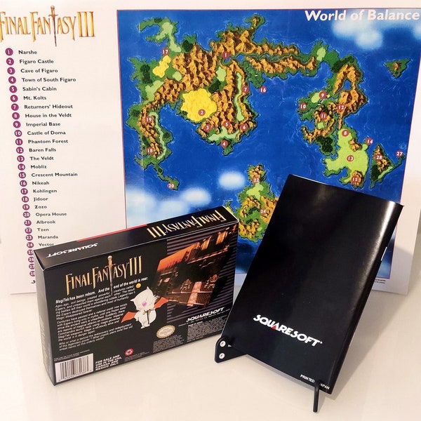 Final Fantasy 3 Box Final Fantasy 3 Manual SNES Box SNES Manual Final Fantasy 3 Map USA