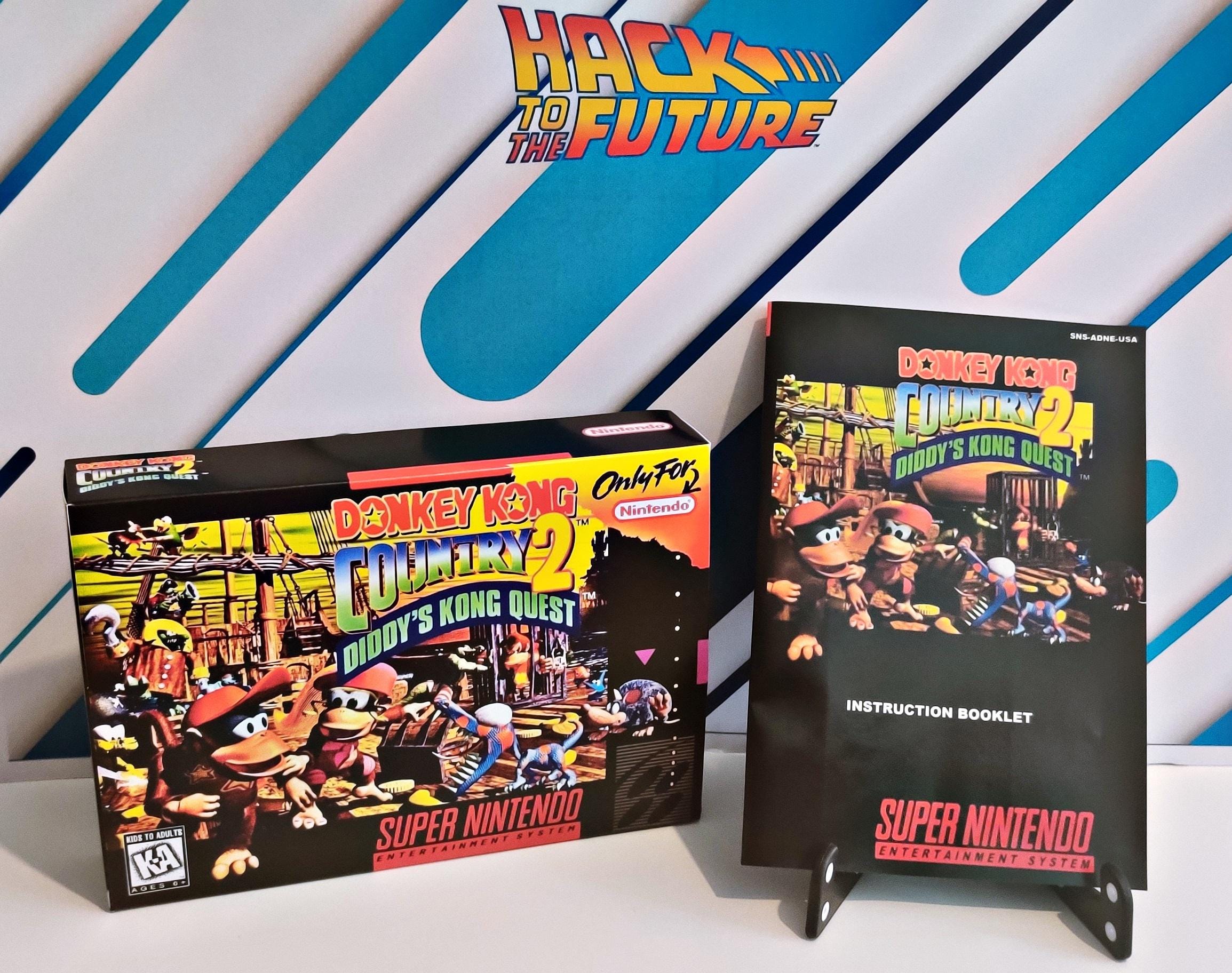 Donkey Kong Country 2 Box & Manual: SNES Diddy's Kong Quest - USA
