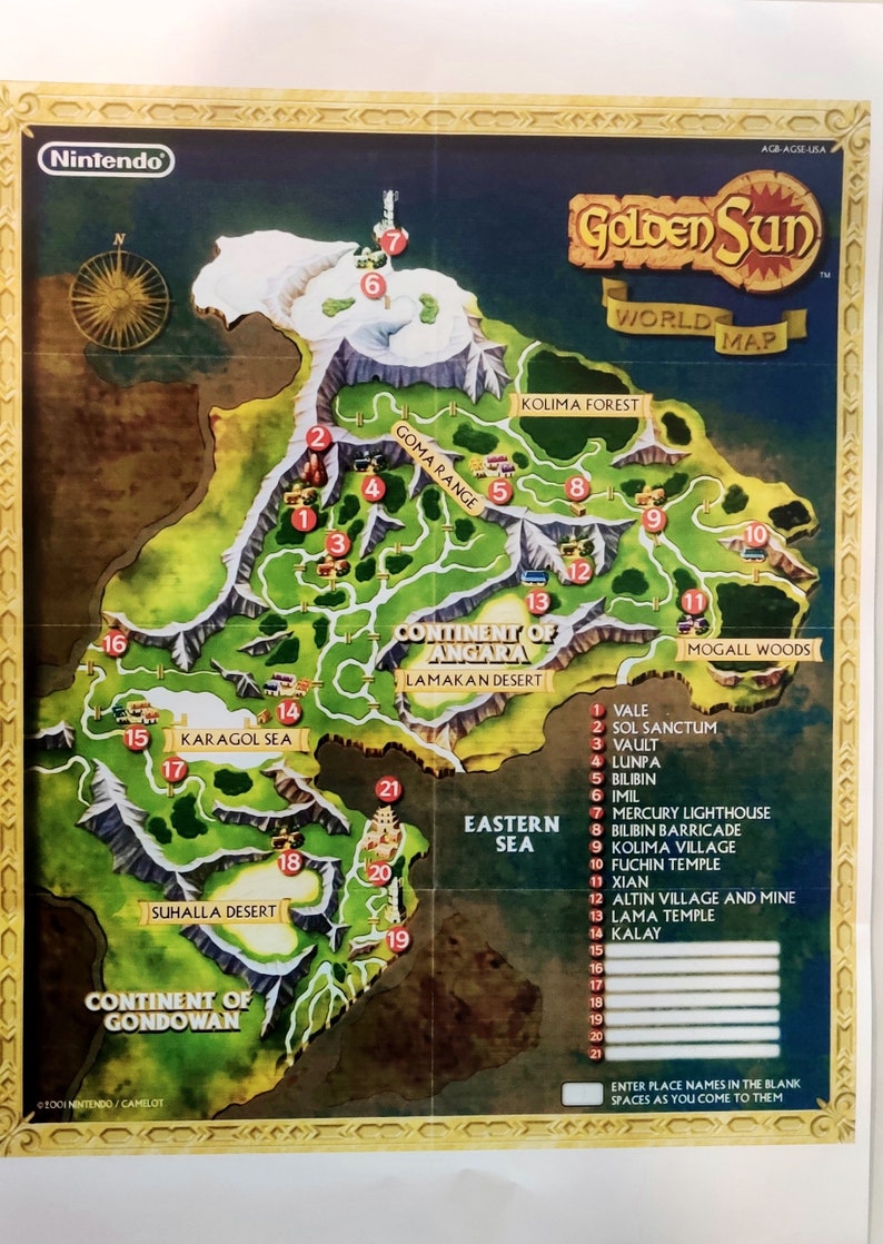 Golden Sun GBA Game: Box, Manual & Map - Reproduction - Etsy