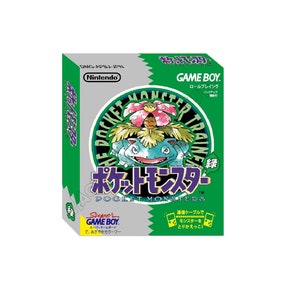 Pode incluir: Uma caixa de cartucho de Game Boy verde com um c&iacute;rculo roxo e branco que apresenta uma tartaruga verde de desenho animado com uma flor rosa na cabe&ccedil;a. O texto "Pocket Monsters" est&aacute; escrito em japon&ecirc;s e ingl&ecirc;s na caixa.