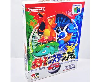 Caixa e bandeja de reprodução japonesa Pokémon Stadium N64 | Caixa de jogo Nintendo 64 personalizada | Monstros de bolso para presente de colecionador de jogos retrô