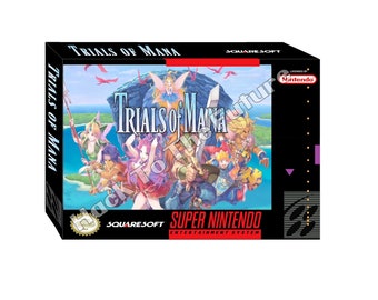 SNES  Box and Tray - Trials of Mana Gamer Gift for Men Boyfriend Gift