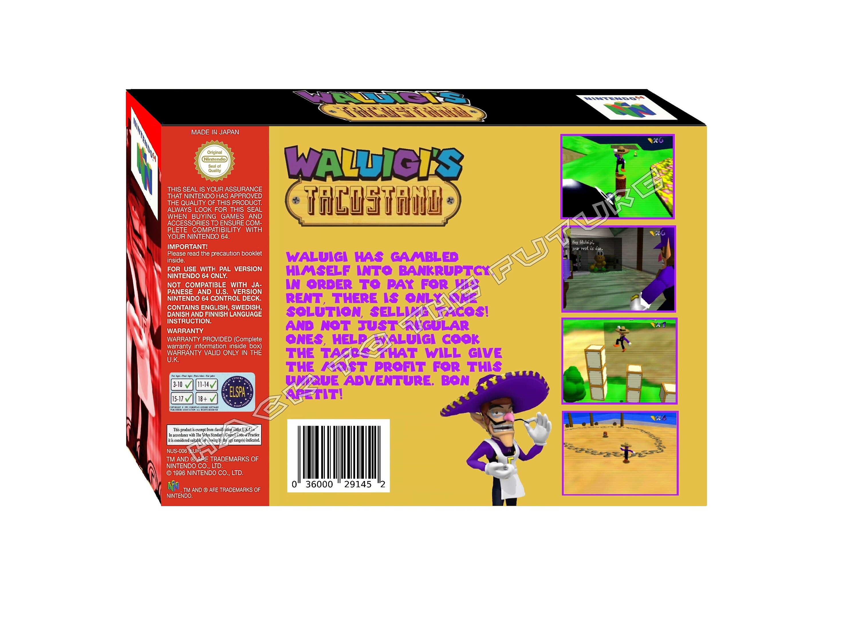 Wa Luigi's Taco Stand N64 Box Custom Design - PAL, USA or