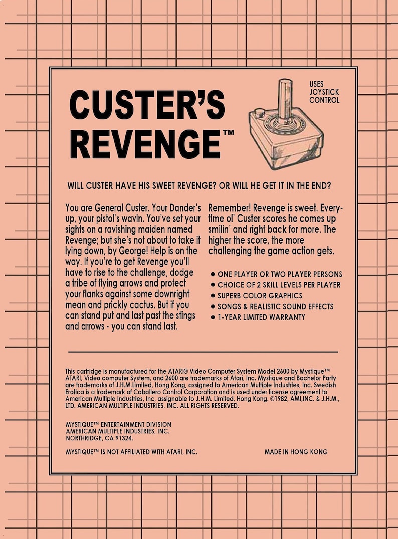 Custer's Revenge Atari 2600 Custom box image 3