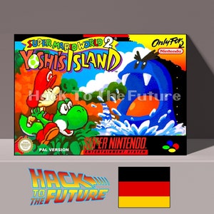 Confezione in tedesco Super Mario World 2 Yoshi's Island SNES Box e vassoio Regalo per giocatori per uomini Regalo per fidanzato NOE