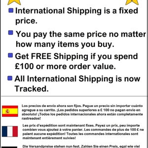 Pode incluir: Um gr&aacute;fico com fundo azul e texto branco que descreve os benef&iacute;cios de comprar v&aacute;rios itens. O texto diz: "COMPRE MAIS E ECONOMIZE" e "O envio internacional &eacute; a pre&ccedil;o fixo."  "Voc&ecirc; paga o mesmo pre&ccedil;o, independentemente de quantos itens comprar."  "Obtenha frete GR&Aacute;TIS se gastar &pound; 100 ou mais."  "Todos os envios internacionais agora est&atilde;o totalmente rastreados."