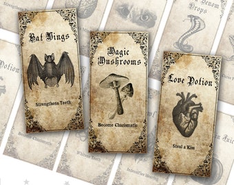Printable Halloween Labels, Halloween Apothecary Labels, Printable Labels, Printable Halloween, Vintage Halloween Labels
