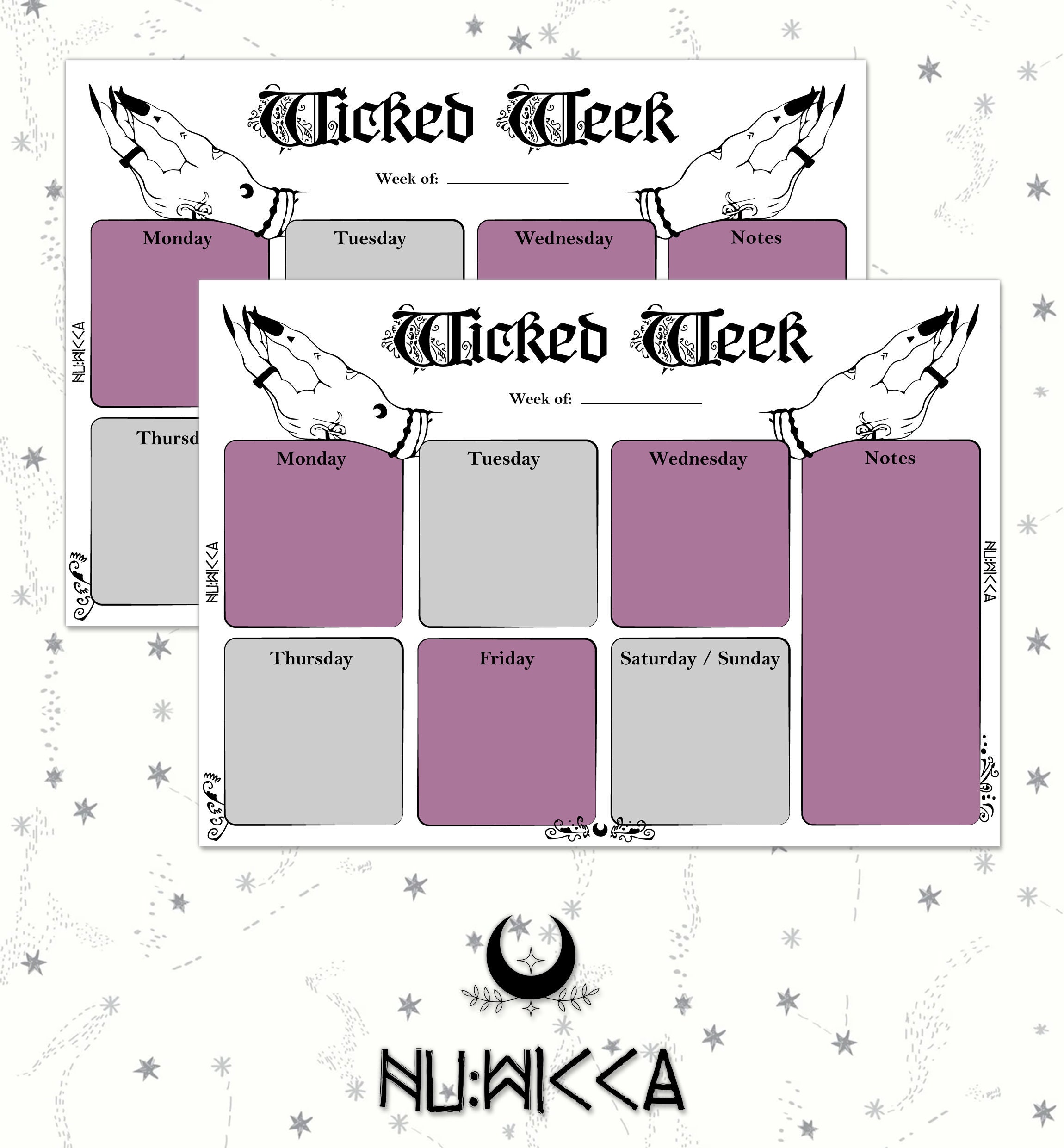 Printable Witchy Wicked Weekly Planner A5 Weekly Planner Etsy