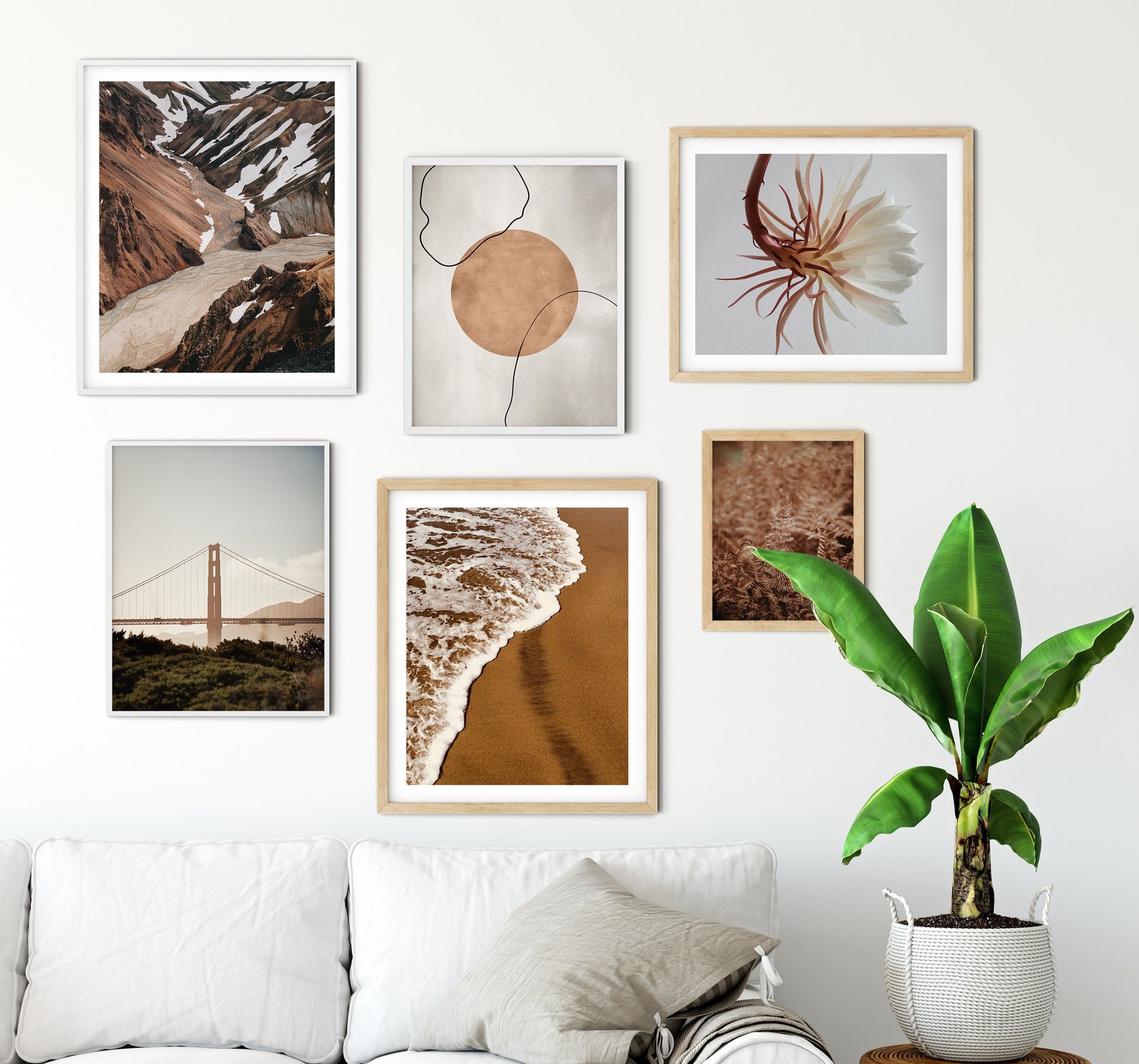 Earth Tone Gallery wall Set of 6 Prints Modern art Etsy