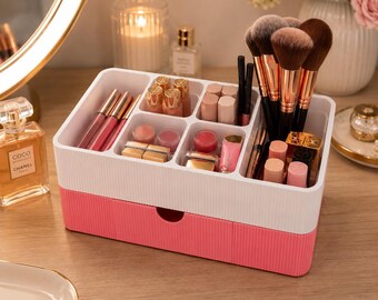 Organizzatore per trucchi personalizzabile – Mobiletto da trucco con cassetto – Disponibile in vari colori – Porta cosmetici moderno