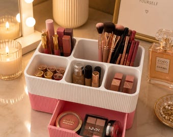 Organizzatore per trucchi personalizzabile – Mobiletto da trucco con cassetto – Disponibile in vari colori – Porta cosmetici moderno