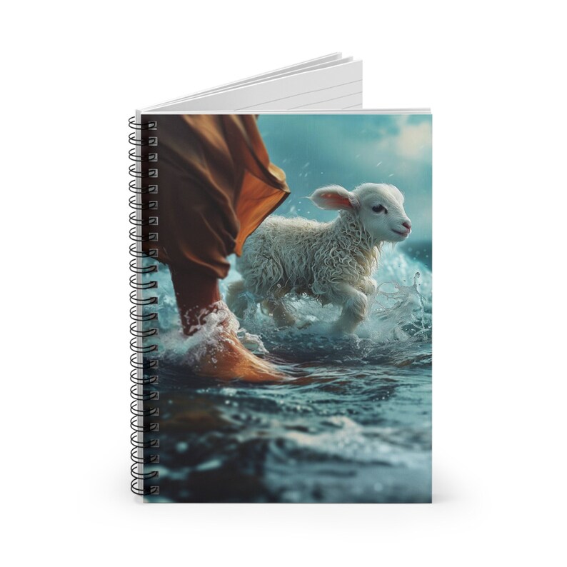 Jesus & Lamb Notebook, Walking on Water, Christian Journal, Christian Gift, Journal, Notebook, hardback notebook, faith based journal, spiralbound notebook, prayer journal, bible journal,
