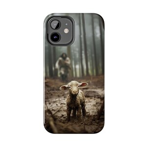 Christian iPhone Case Lost Lamb Design Close Up Jesus Phone Case Faith Phone Case Christian Phone Case Religious Phone Case Lost Sheep Christian Shepherd Scene No Text Baptism Confirmation Christmas Faith Gift Samsung Galaxy Cover