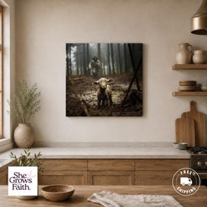 Faith Based Gift Men Spiritual Artwork Jesus Canvas Print Christian Wall Hanging Religious Home Decor Shepherd Lamb Painting Biblical Bedroom Design Inspirational Scripture Piece Gallery Wrapped Premium Cotton Substrate Ready To Hang