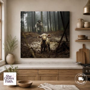 Jesus Canvas Art Christian Wall Hanging Religious Home Print Shepherd Lamb Painting Faith Based Gift Men Spiritual Bedroom Artwork Biblical Room Design Inspirational Scripture Piece Gallery Wrapped Cotton Substrate Premium Quality
